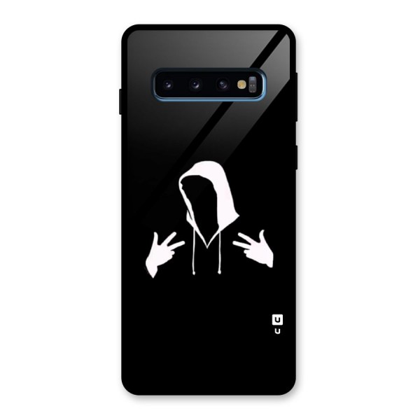 Cool Hoodie Silhouette Glass Back Case for Galaxy S10