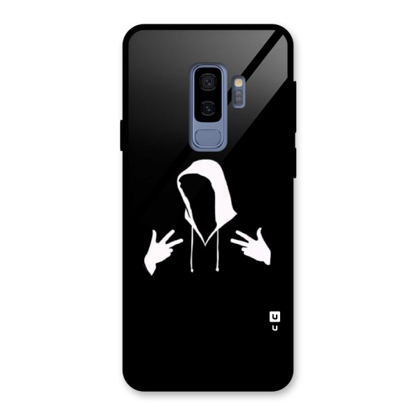 Cool Hoodie Silhouette Glass Back Case for Galaxy S9 Plus