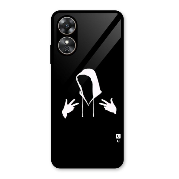 Cool Hoodie Silhouette Glass Back Case for Oppo A17