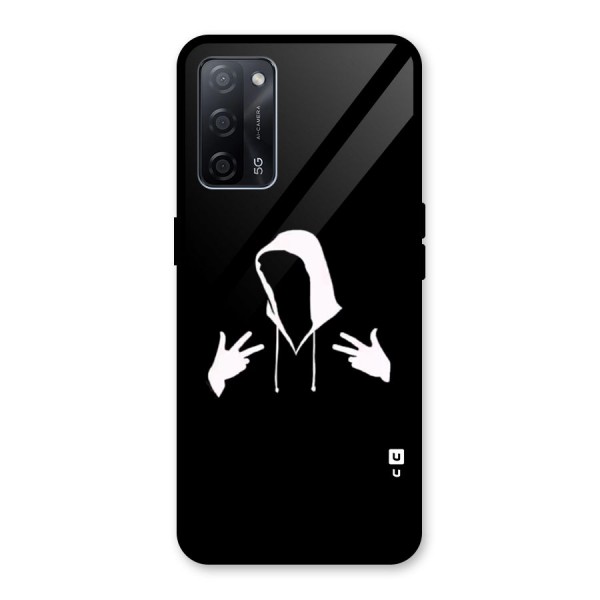 Cool Hoodie Silhouette Glass Back Case for Oppo A53s 5G