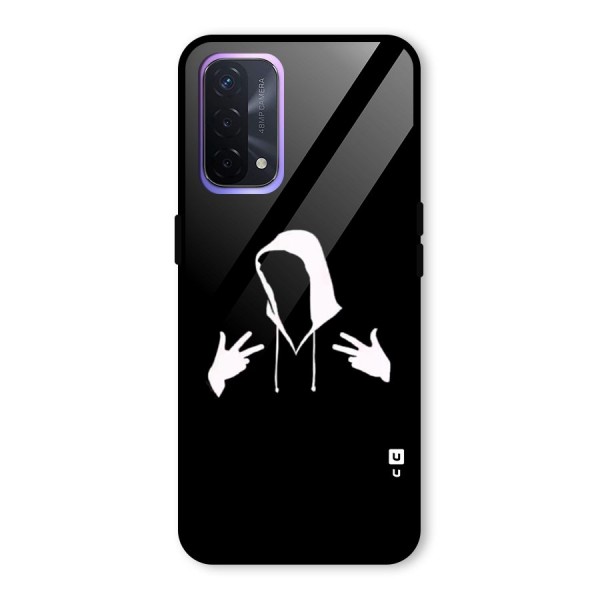 Cool Hoodie Silhouette Glass Back Case for Oppo A74 5G