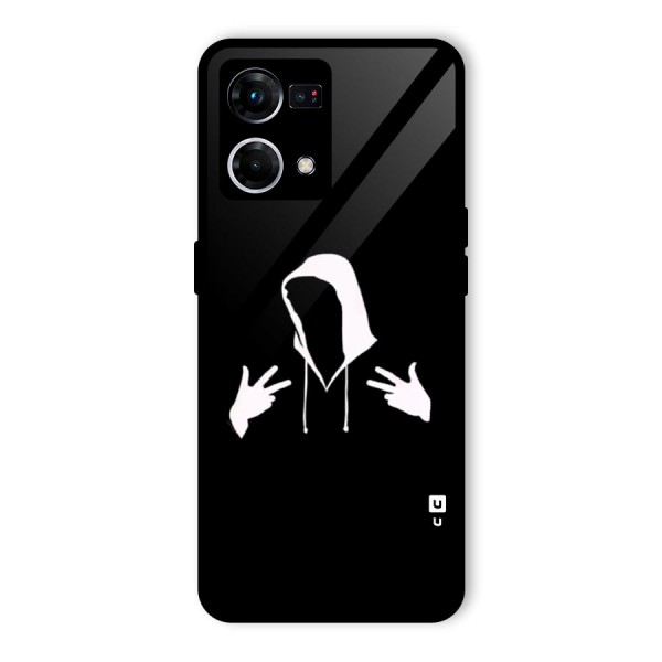 Cool Hoodie Silhouette Glass Back Case for Oppo F21 Pro 4G