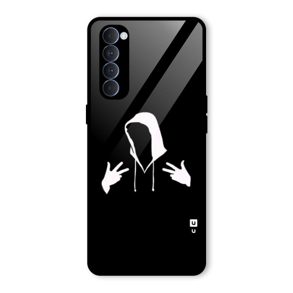 Cool Hoodie Silhouette Glass Back Case for Oppo Reno4 Pro