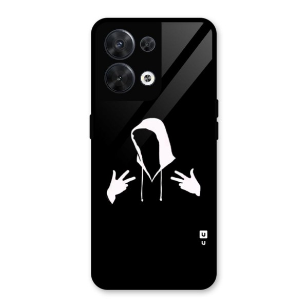 Cool Hoodie Silhouette Glass Back Case for Oppo Reno8 5G