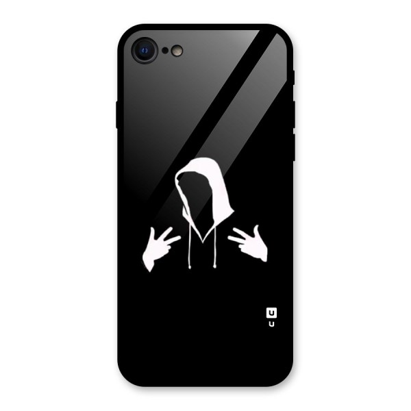 Cool Hoodie Silhouette Glass Back Case for iPhone 8