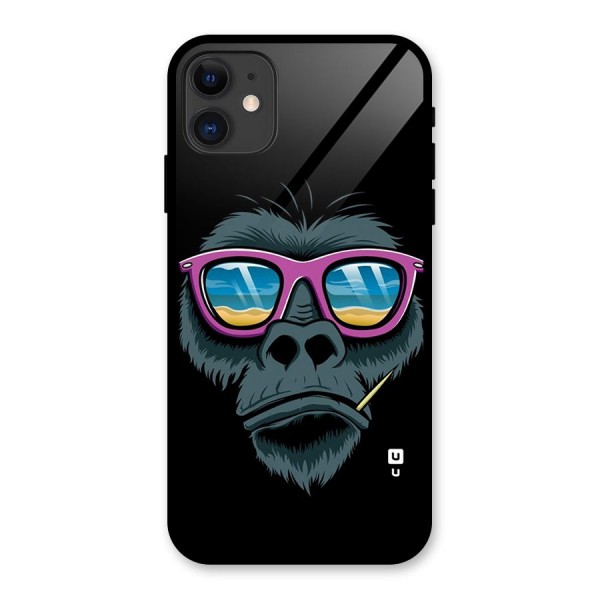 Cool Monkey Beach Sunglasses Glass Back Case for iPhone 11