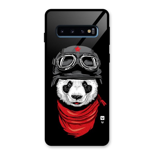 Cool Panda Soldier Art Glass Back Case for Galaxy S10