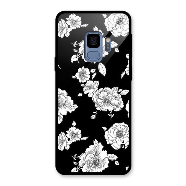 Cool Pattern Flowers Glass Back Case for Galaxy S9