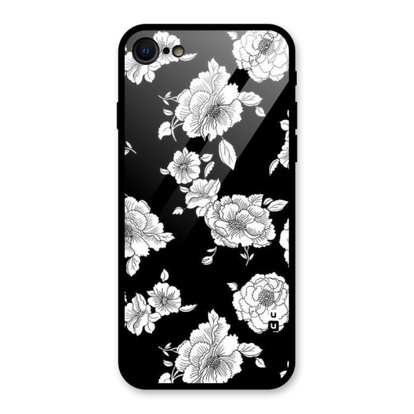 Cool Pattern Flowers Glass Back Case for iPhone SE 2020