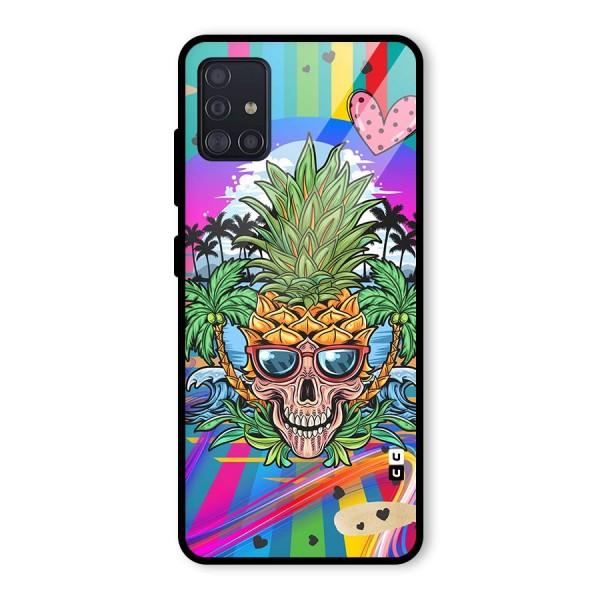 Cool Pineapple Skull Glass Back Case for Galaxy A51