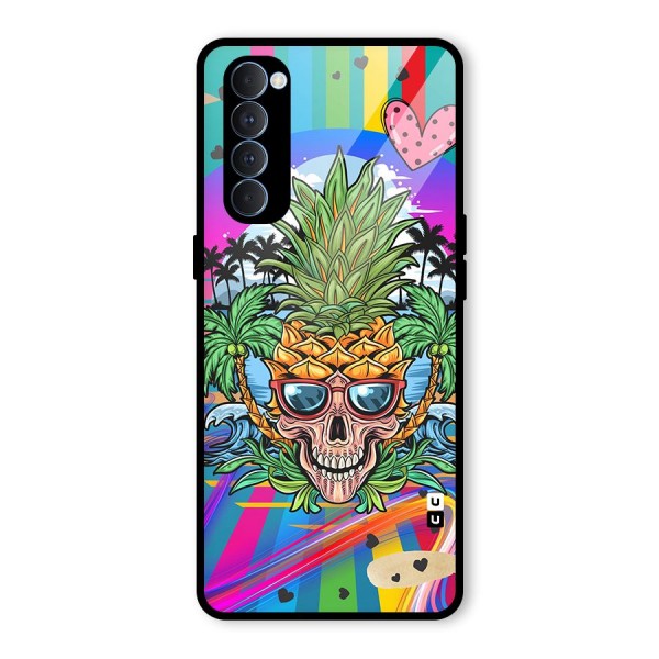 Cool Pineapple Skull Glass Back Case for Oppo Reno4 Pro