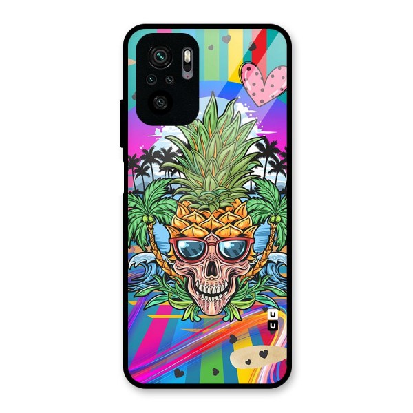 Cool Pineapple Skull Glass Back Case for Redmi Note 10