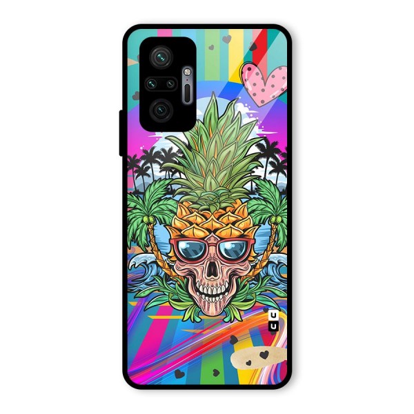 Cool Pineapple Skull Glass Back Case for Redmi Note 10 Pro Max