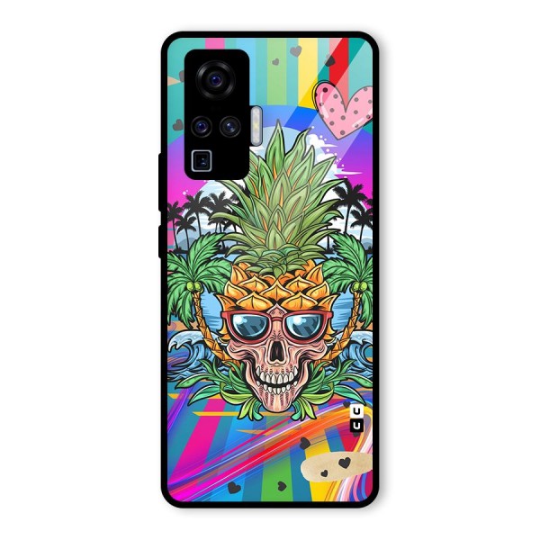 Cool Pineapple Skull Glass Back Case for Vivo X50 Pro