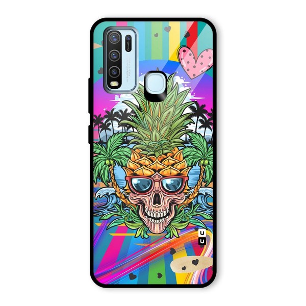 Cool Pineapple Skull Glass Back Case for Vivo Y30