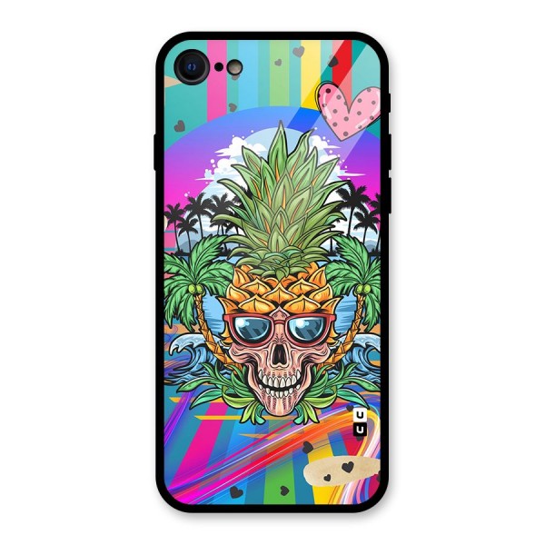 Cool Pineapple Skull Glass Back Case for iPhone 8