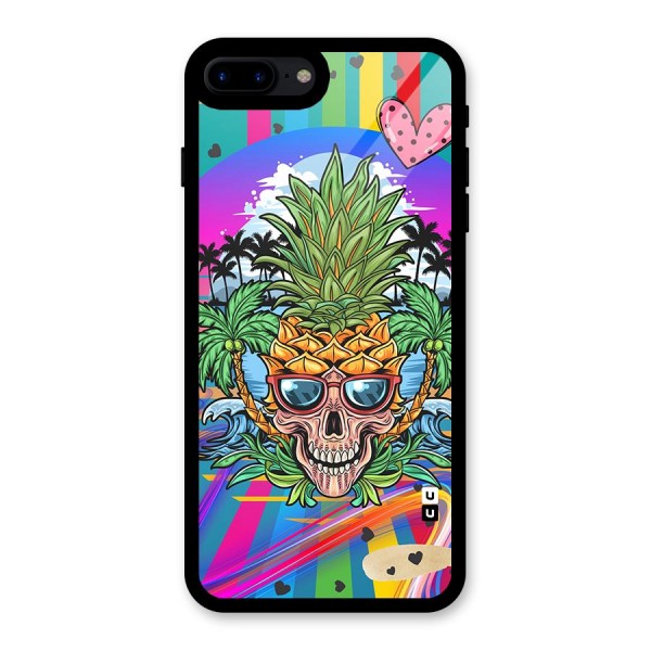 Cool Pineapple Skull Glass Back Case for iPhone 8 Plus