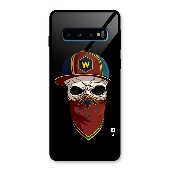 Cool Skull Mask Cap Glass Back Case for Galaxy S10