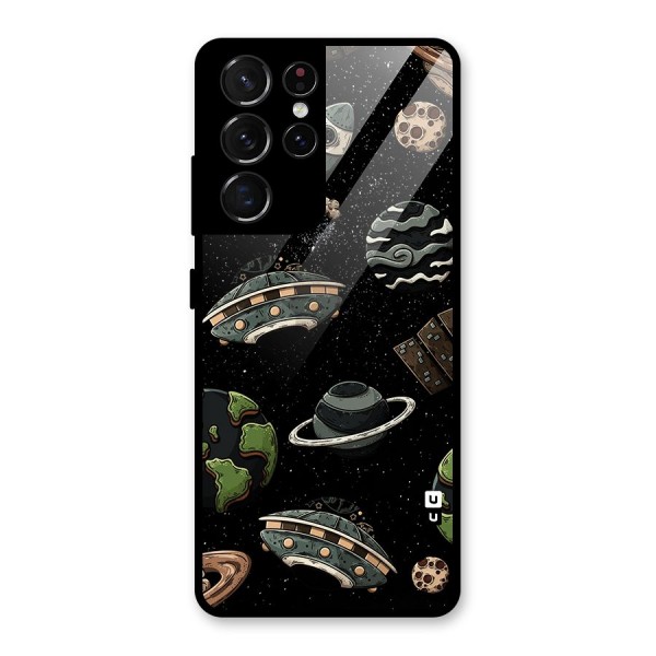 Cosmos Night Sky Anime Pattern Glass Back Case for Galaxy S21 Ultra 5G