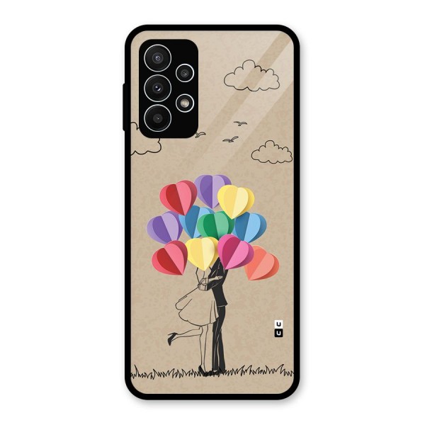 Couple With Card Baloons Glass Back Case for Galaxy A23