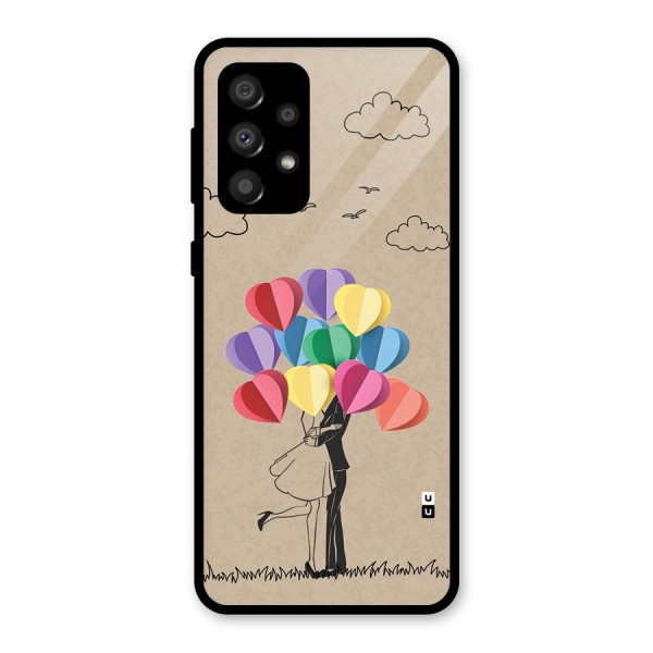 Couple With Card Baloons Glass Back Case for Galaxy A32