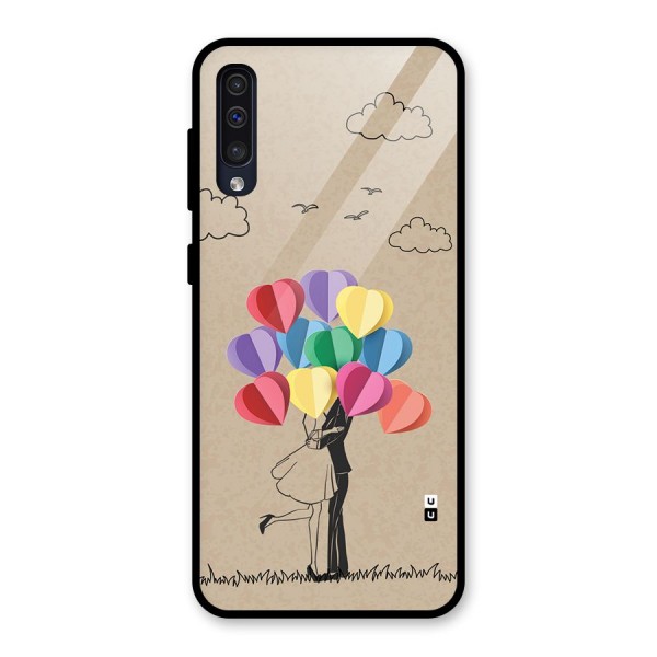 Couple With Card Baloons Glass Back Case for Galaxy A50s