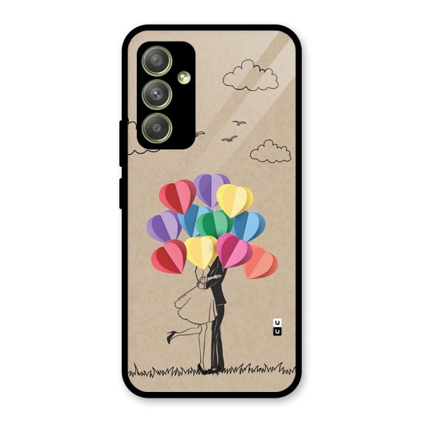 Couple With Card Baloons Glass Back Case for Galaxy A54