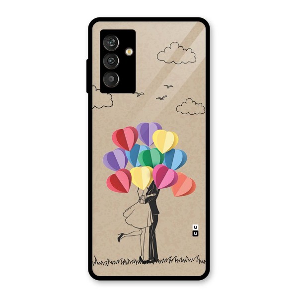 Couple With Card Baloons Glass Back Case for Galaxy M13