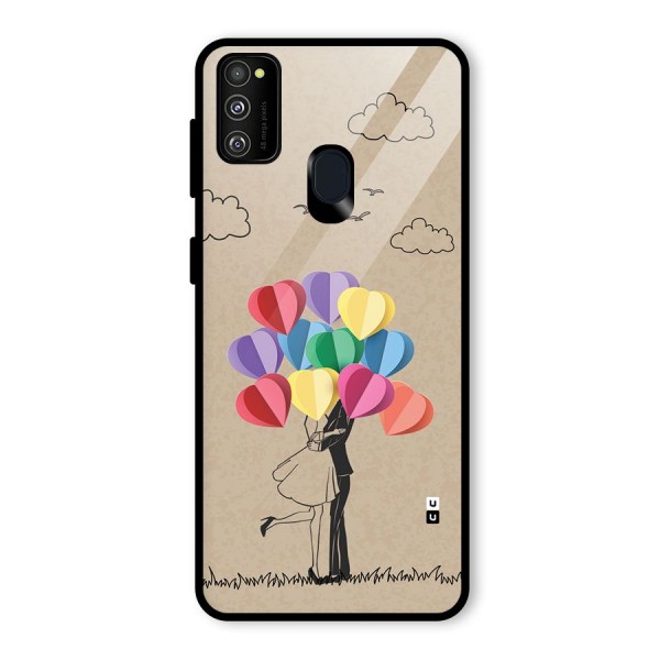 Couple With Card Baloons Glass Back Case for Galaxy M21