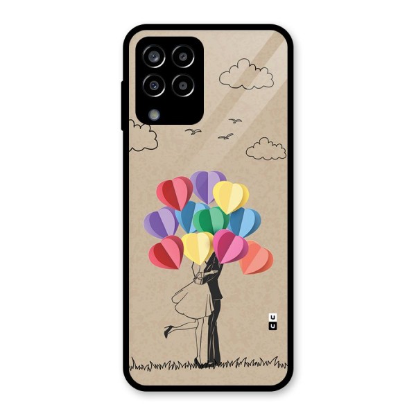 Couple With Card Baloons Glass Back Case for Galaxy M33