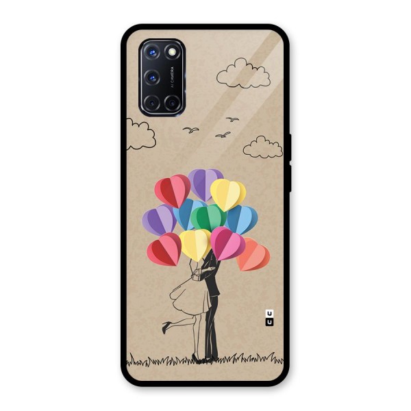 Couple With Card Baloons Glass Back Case for Oppo A52