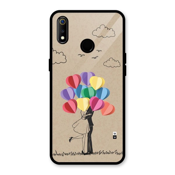 Couple With Card Baloons Glass Back Case for Realme 3