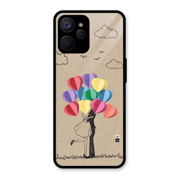 Couple With Card Baloons Glass Back Case for Realme 9i 5G