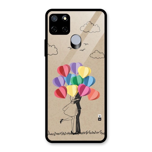 Couple With Card Baloons Glass Back Case for Realme C15