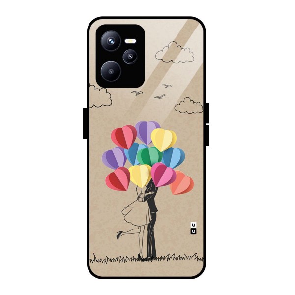 Couple With Card Baloons Glass Back Case for Realme C35