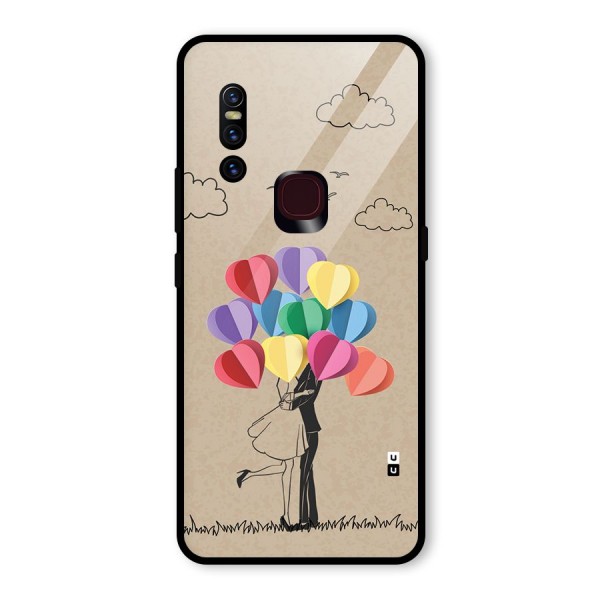 Couple With Card Baloons Glass Back Case for Vivo V15