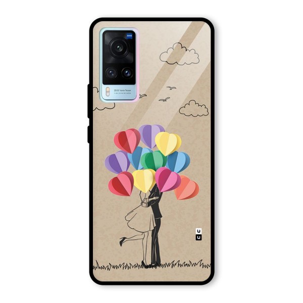 Couple With Card Baloons Glass Back Case for Vivo X60