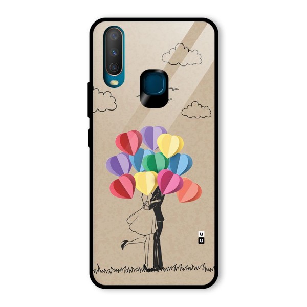 Couple With Card Baloons Glass Back Case for Vivo Y12