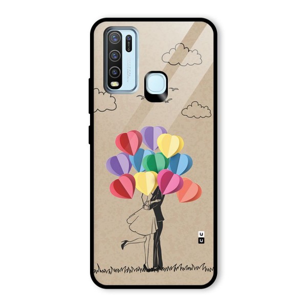 Couple With Card Baloons Glass Back Case for Vivo Y50