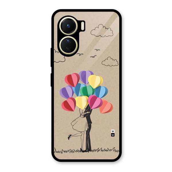 Couple With Card Baloons Glass Back Case for Vivo Y56