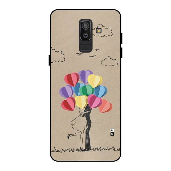 Couple With Card Baloons Metal Back Case for Galaxy J8