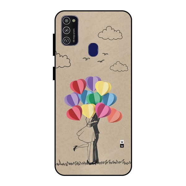 Couple With Card Baloons Metal Back Case for Galaxy M21