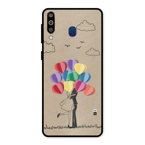 Couple With Card Baloons Metal Back Case for Galaxy M30