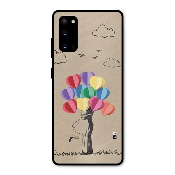 Couple With Card Baloons Metal Back Case for Galaxy S20