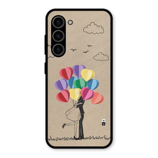 Couple With Card Baloons Metal Back Case for Galaxy S23