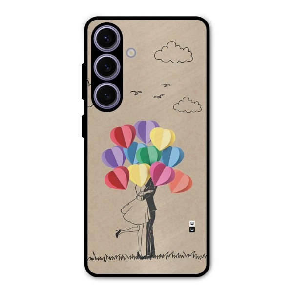 Couple With Card Baloons Metal Back Case for Galaxy S24