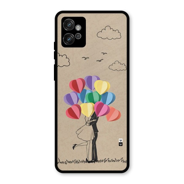 Couple With Card Baloons Metal Back Case for Moto G32