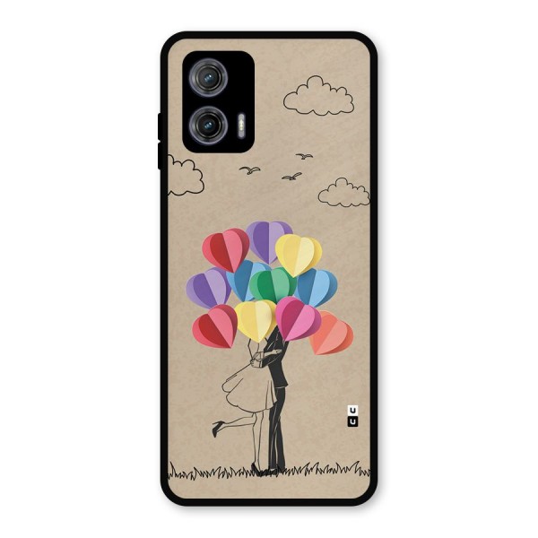 Couple With Card Baloons Metal Back Case for Moto G73