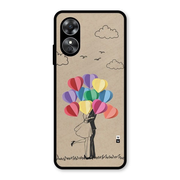 Couple With Card Baloons Metal Back Case for Oppo A17