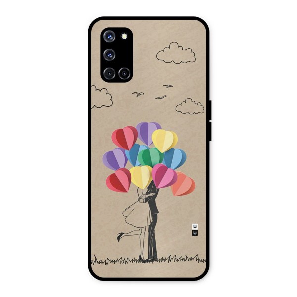 Couple With Card Baloons Metal Back Case for Oppo A52